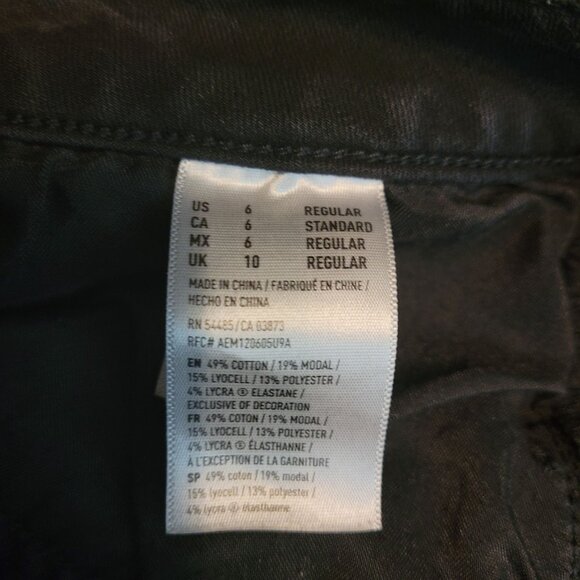 American Eagle Jeans 6 R Jegging Super Low Super StretchX4 Fringe Hem Black Wash - Picture 6 of 12